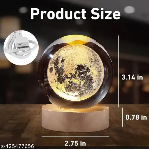 AZANIA 3D Moon Crystal Ball Night Lamp
